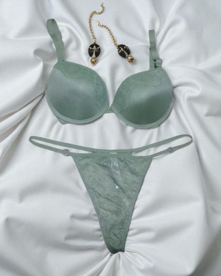 Slate Green Push Up Bra Panty Set