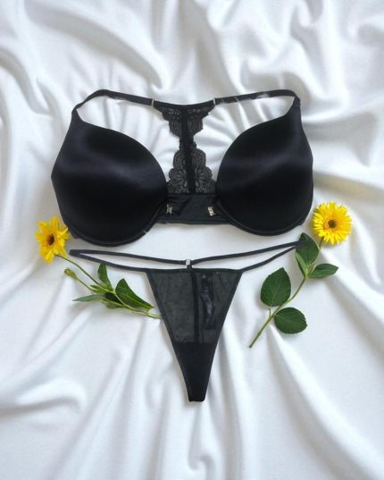 Elegant Black Push Up Bra Panty Set