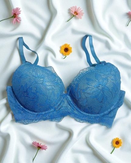 Muted Blue Net Foam Wired Bra