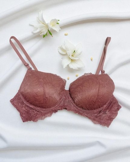 Dusty Terracotta Rose Net Foam Wired Bra