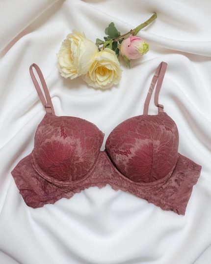 Muted Cranberry Red Net Foam Wired Bra
