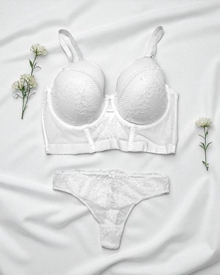 White Full Coverage Pushup Bra Panty Set