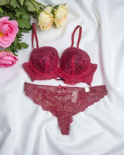 Bold Red Net Foam Wired Bra Panty Set
