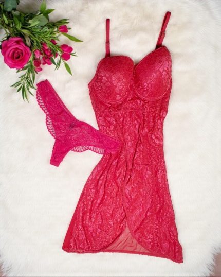 Scarlet Red Long Net Night Dress