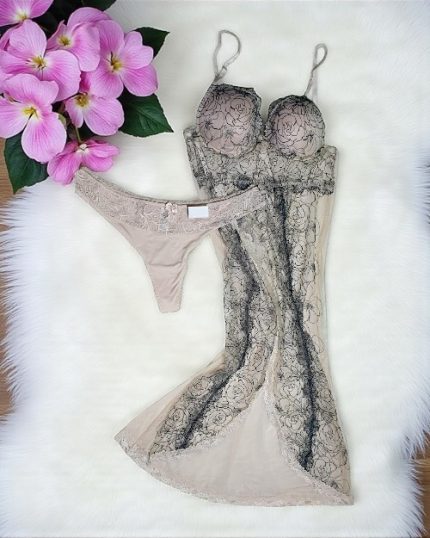 Suva Grey Long Net Night Dress