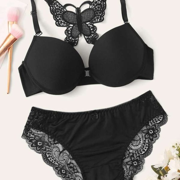 Black China Front Open Butterfly Set