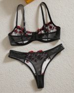 Black And Red Transparent Bra Panty Set - Image 2