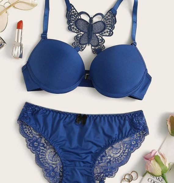 Dark Cornflower Blue China Front Open Butterfly Set