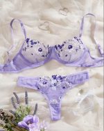 Lavender Purple Transparent Bra Panty Set