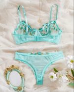Pearl Aqua Transparent Bra Panty Set - Image 3