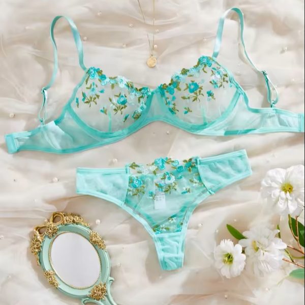 Pearl Aqua Transparent Bra Panty Set