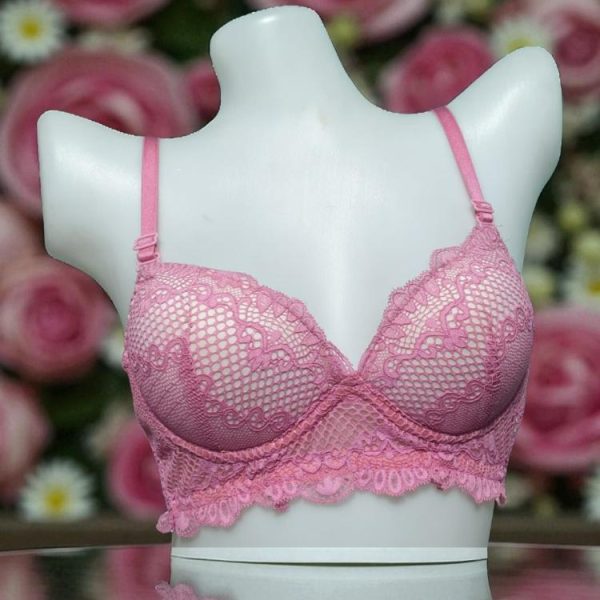 Parrot Pink Net Foam Wired Bra