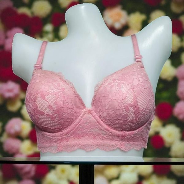 Metallic Pink Net Foam Wired Bra