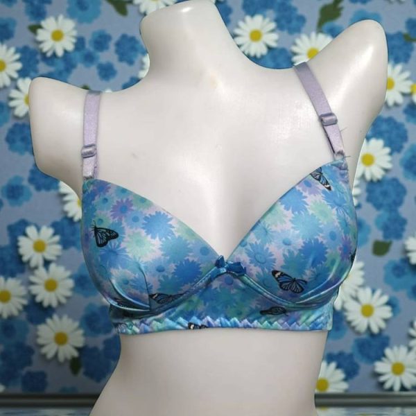 Moonstone Blue Printed Foam Wired Bra