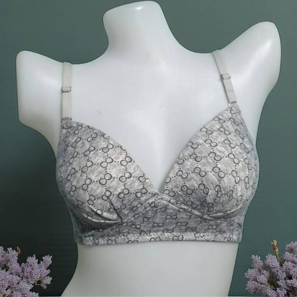 Gray Printed Foam Wired Bra