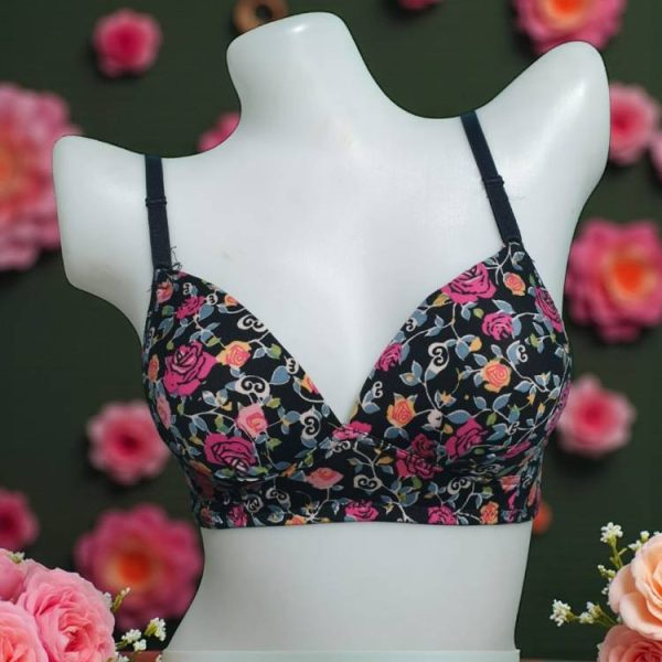Black Printed Foam Wired Bra
