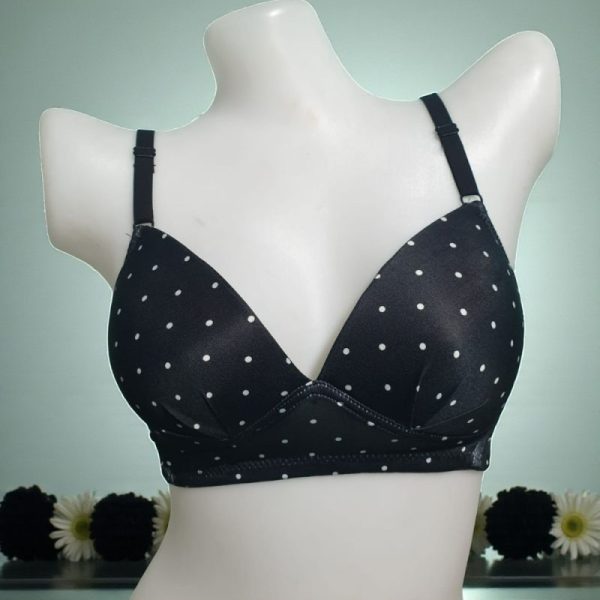 Minimal Dark Gunmetal Printed Foam Wired Bra