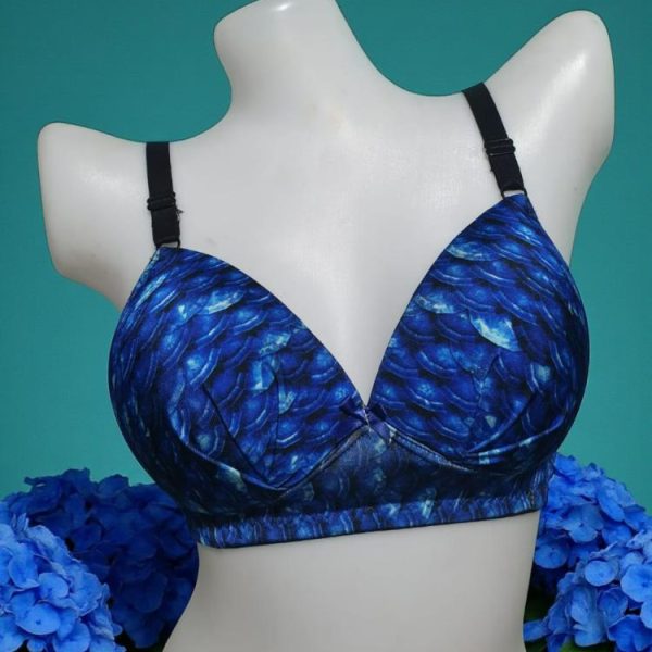 Dark Cornflower Blue Printed Foam Wired Bra
