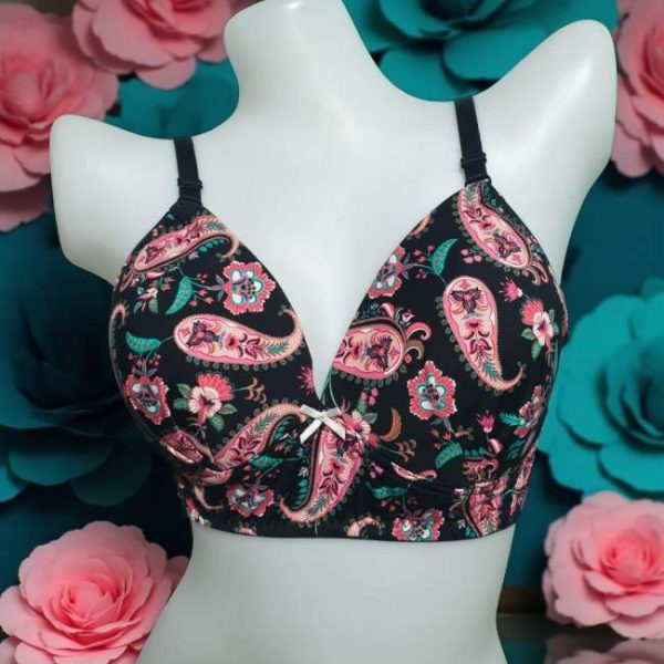 Raisin Black Printed Foam Wired Bra