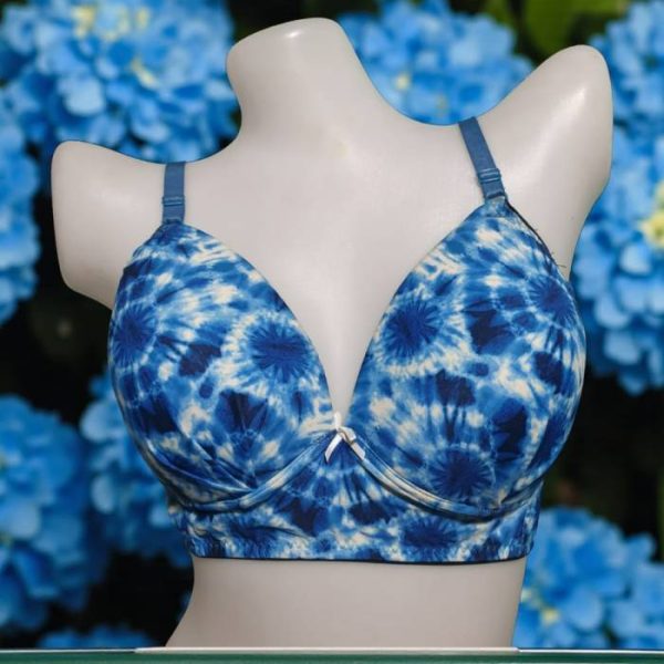 Green Blue Printed Foam Wired Bra