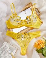 Mustard Yellow Transparent Bra Panty Set - Image 2