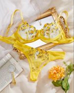 Mustard Yellow Transparent Bra Panty Set