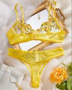 Mustard Yellow Transparent Bra Panty Set - Image 3