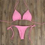 China Hanging Neck Solid Color Bikini Set - Image 7