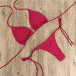 China Hanging Neck Solid Color Bikini Set - Image 6