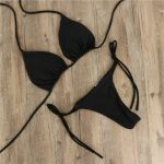 China Hanging Neck Solid Color Bikini Set - Image 5