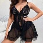 Feminine V Neck Lace Sexy Intimates Suspenders - Image 4