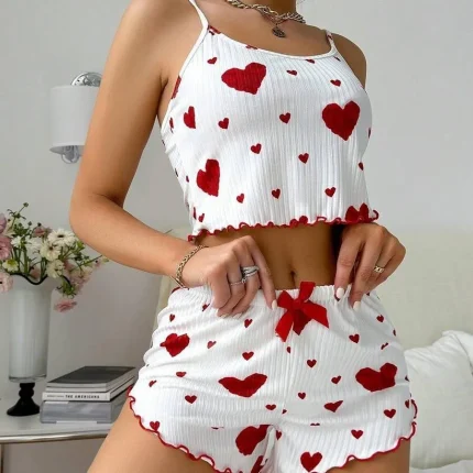 Two Pieces Short Tank Tops and Shorts Sleepwear Set